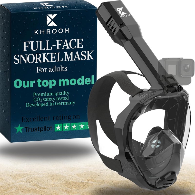 Khroom Full Face Snorkel Mask Adult | Snorkeling Gear for Adults | CO2-Safe Valve System | 3X Enlarged Tube for Easy Breathing | Scuba Mask | Diving Mask Snorkel Set - Image 1